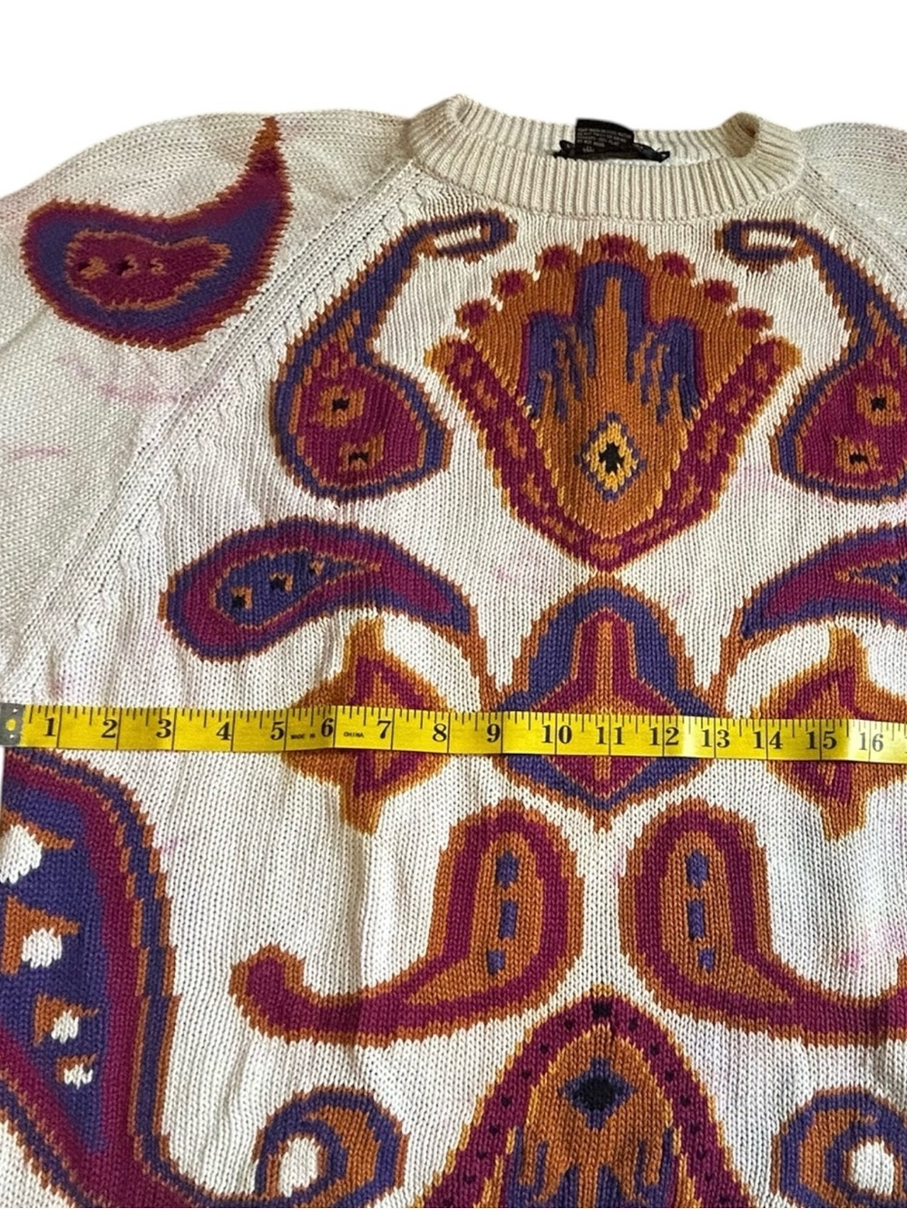 Vintage B. Diffusion Paisley Ramie Cotton Sweater Medium - Picture 9 of 12